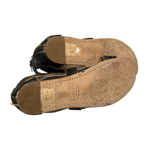 Bed STU Artemis Flat Caged Sandal Black Distressed Size 7 - Picture 8 of 8